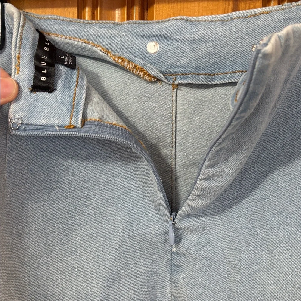 Blue Blush Denim Button-Front Skirt - Size Large